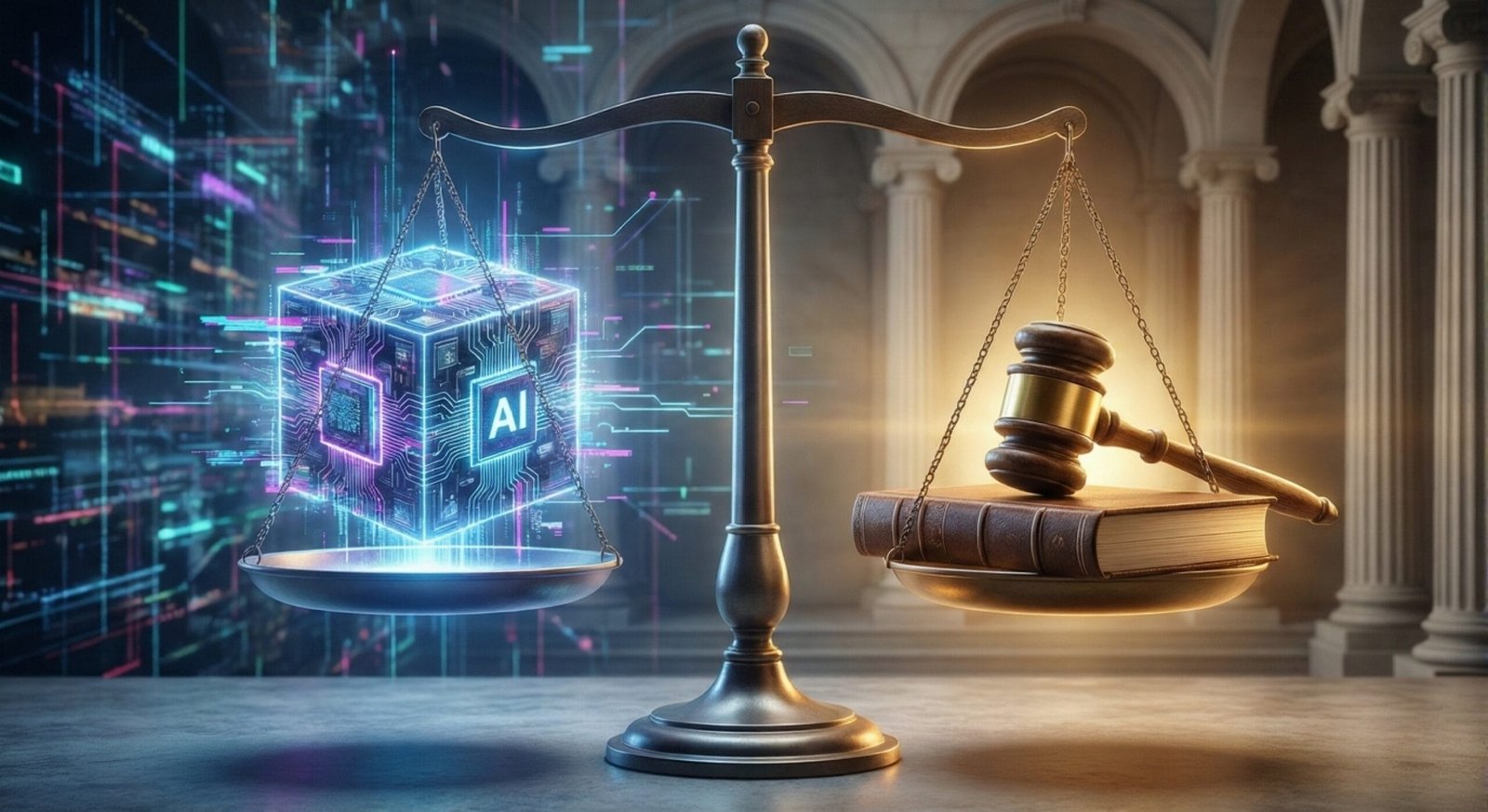 Visual representation of AI ethics failures including deepfakes and algorithmic bias. Analysis by Avi Perera regarding the EU AI Act and 2026 liability laws.