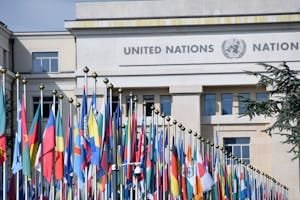 Flags of Countries in front of the United Nations Office at Geneva