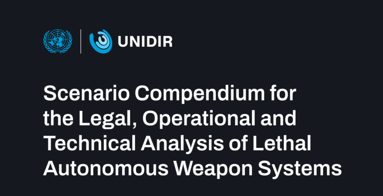 A conceptual digital art piece blending a United Nations assembly room with a holographic military tracking map, representing autonomous weapon policy.